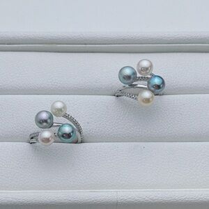 R58 Handmade S925 Akoya Sea Pearl Adjustable Ring – Elegant Timeless Jewelry